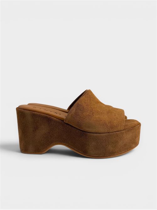 Ciabatta con zeppa in pelle crosta cuoio  IL LACCIO | 1261CROSTACLOVE